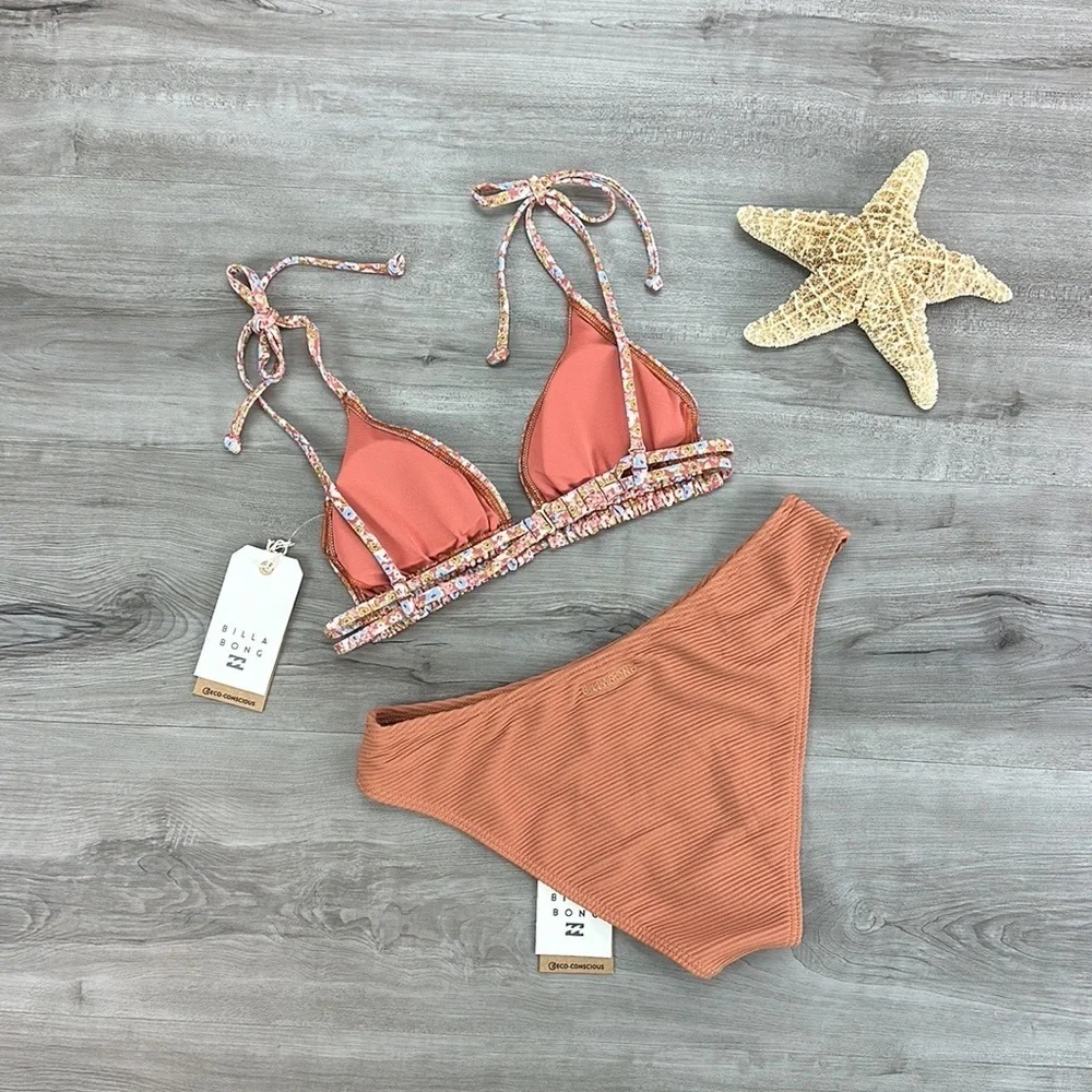 ☀️BILLABONG☀️ Chase The Sun Double Ruched Triangle TANLINES BONDI PANT BIKINI